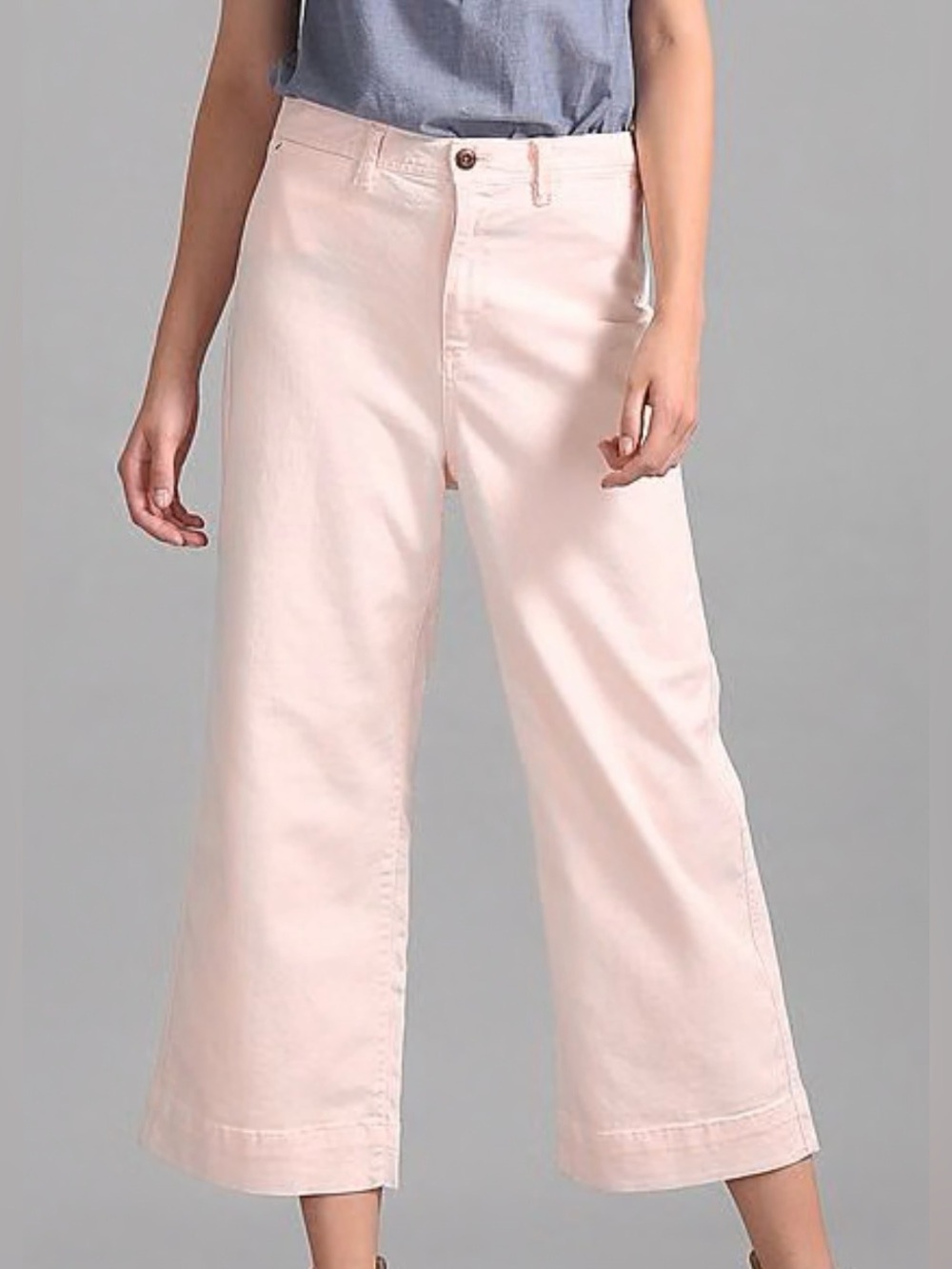 GAP Pastel Pink High Rise Wide Leg Crop Chinos Pants Summer Minimalist Preppy